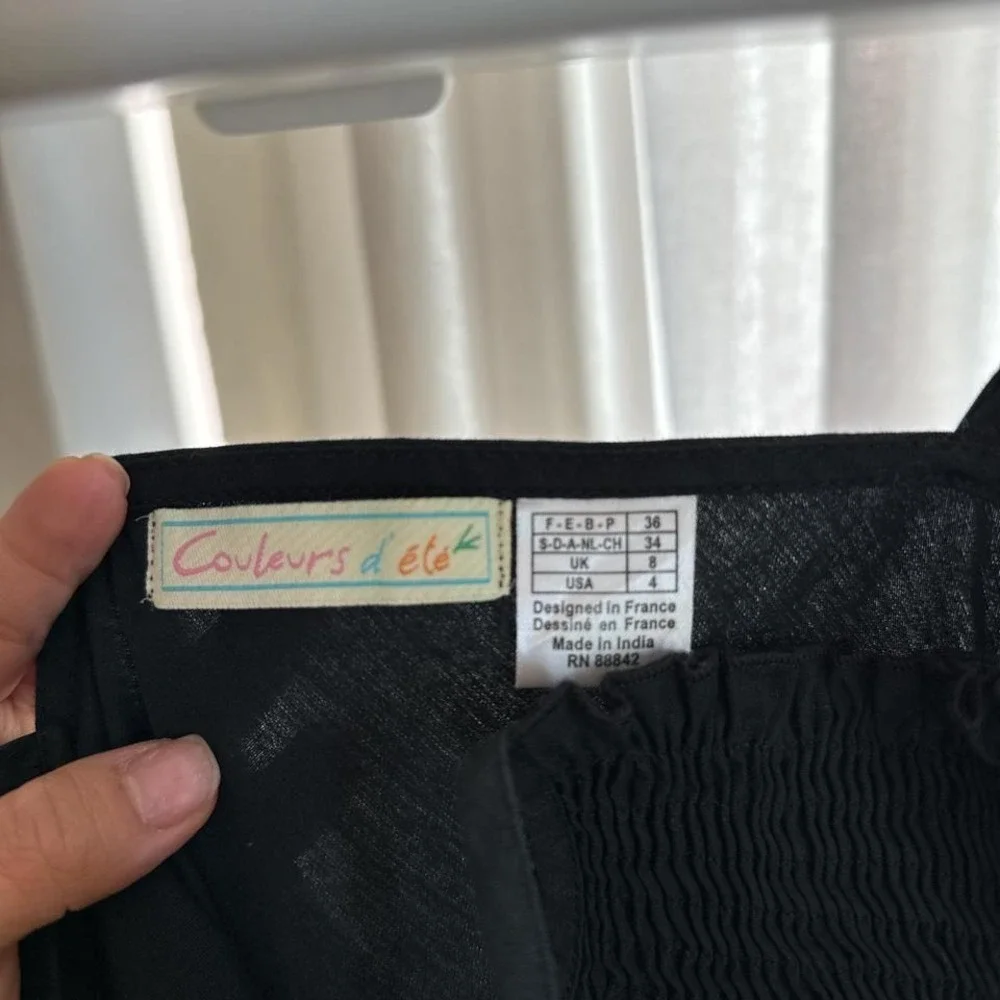 Black Dress 100% Cotton Adjustable Straps size 4 - Picture 6 of 9